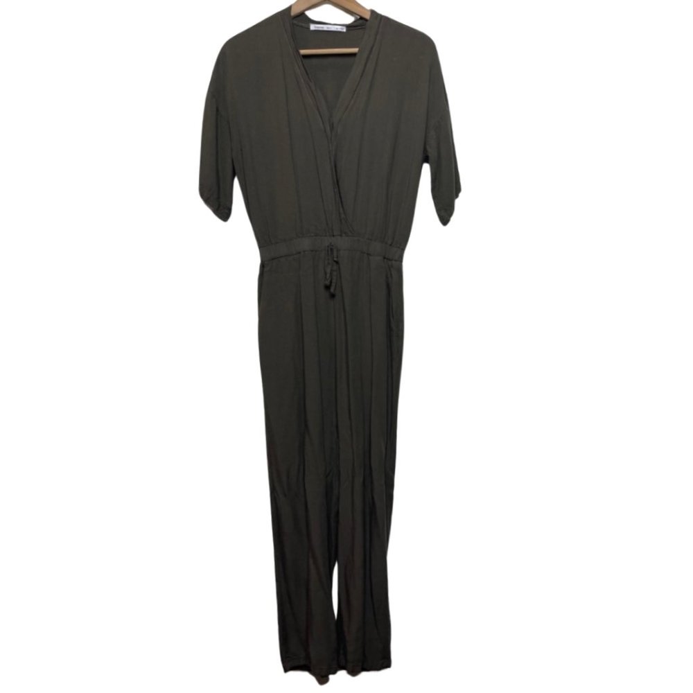 FRAICHE BY J | Olive Green Short Sleeve Jumpsuit with Elastic Waist | Size S